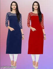 Polyster/Crepe fabric-Dream Beauty Fashion Women's Solid A-line Multicolor Kurtis & Kurtas