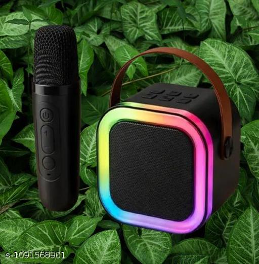 Newly Launched Fusion Tunes 5W Mini Bluetooth Speaker, Wireless Karaoke Mic, 4Hrs Playtime, Dim Night RGB Lights, 5 Voice Effects, Multi-Play Modes BT5.1/TF Card & Type-C Charging