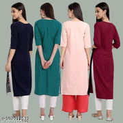 Polyster/Crepe fabric-Stylish Printed 4 Kurti On Lowest Price & Best Quality