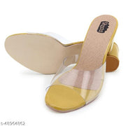 Taydol Women Fancy medium Block Heel synthetic pvc sole open Toe western-embellished slip-on Transparent yellow Sandal (53)