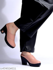Shoetopia Solid Round Toe Peach Pumps For Women & Girls