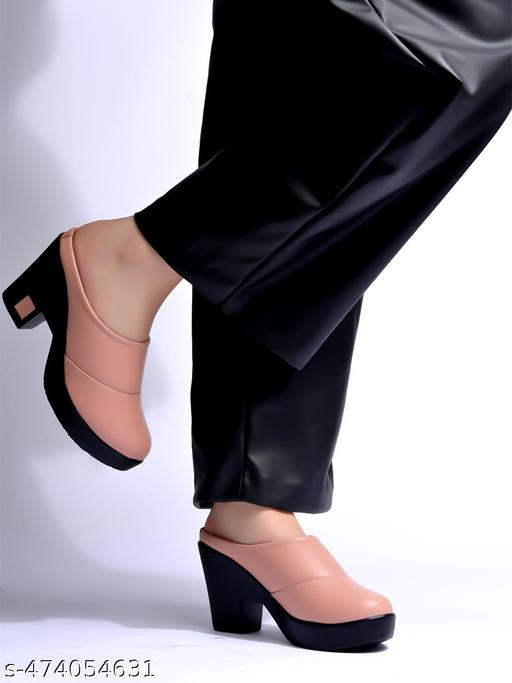 Shoetopia Solid Round Toe Peach Pumps For Women & Girls