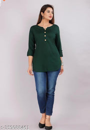 Stylish Rayon Mandarin Neck 3/4th Sleeve  Office Wear Kurti, Casual Tunic Tops for Women