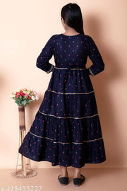 Elegant Rayon Printed EmbroideryWomen's Kurta - Perfect Blend of Style and Comfort(Blue)