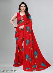 Kanooda Prints Fancy Georgette Printed Saree (Pack Of 3)