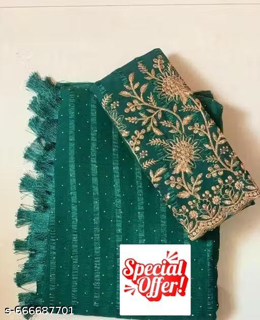 Chiffon Bollywood Saree With Separate Blouse Piece