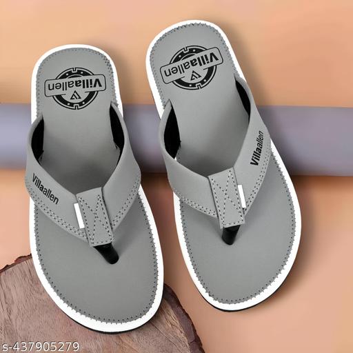 Villaallen Stylish men slippers and flip flop color grey