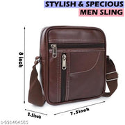 MORABIA Men Black Leather Sling Bag Crossbody Messenger Bag