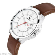 Rishox Trendy Brown Leather Strap Watch for Men, Men watches, Boys Watch, Wrist Watch, White Watch, Partywear Leather Watches, Gents Watches, Wrist Watches for men, Trending Watch(Best Gift Pack for Brother, Father, Boyfriend)
