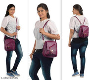 Black Women Sling Bag Trendy Casual College 3 in 1 SlingBag Handbag & Backpack for Women & Girls