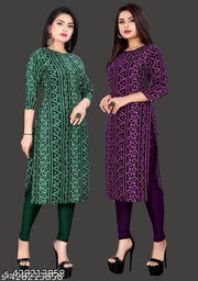 Women Printed Crepe Kurti (Combo Of 2