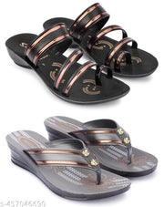 Multicolor Combo of Women's Slippers and Flipflop - Pack of 2