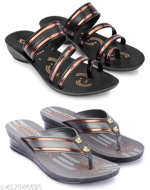 Multicolor Combo of Women's Slippers and Flipflop - Pack of 2