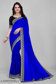 SAJAVAT SAREES Elegant Georgette Saree with Regal Maharani Lace Border | New Designer Saree for Women | Perfect for Festive & Party Occasions