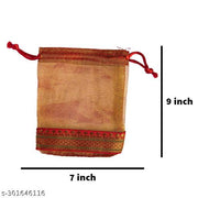 Foxtree Pack of 10 Pieces Silk Tissue Organza Drawstring Closure Maroon Small Size Potli Bags Pouch Best for Party Supply Return Gift Bags (23 cm X 18 cm)