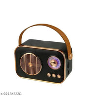 H&T Black Gold Retro Radio Bluetooth Speaker | Vintage Portable Speaker with Carry Handle