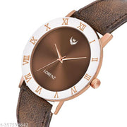 Lorenz Gift Combo Set of Texture Brown Analog Watch & Hi-Quality PU Wallet for Men | CM-3092WL-56
