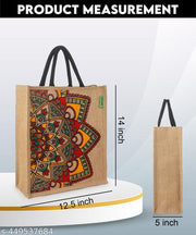 GOLZIA Premium Jute Bag Set – Pack of 2 Durable and Stylish Eco-Friendly Bags for Women Handbags, Shopping, and Lunch Boxes | Reusable Bags for Gifting, Water Bottles, Grocery, Return Gifts, and Office Use | Lightweight and Sustainable