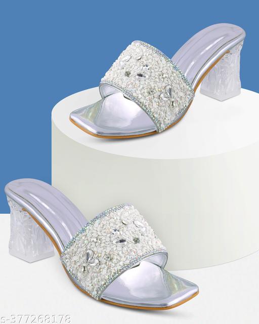 ASD-Women's Glorious Square Shape Bow Style Heels Sandals | Rhinestone Open Toe Sandals | Multicolor