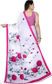 LEELAVATI Georgette Printed Daily / Party & Festive Wear Combo of 2 Stylist Fashionable Saree With Blouse pieces ( White  )