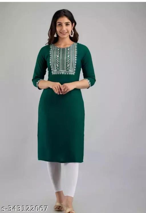 Rayon embroidery kurtis