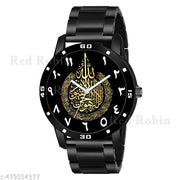 Welix Analog AYATUL KURSI Design Black Dial Stylish Black Silicone Strap Wrist Watch for Muslim Men and Boys, Pack of 1 - AYATULKURSI-AVO-BLK-CDBLK