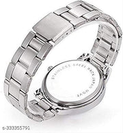 Exclusive Design Latest Silver Stainless Steel Strap Analog Watch Stunning Look  For Men's and Boy's Quartz Unique Paidu Black Dial Watch with Analog Display and Stainless Steel Strap Analog Watch for Mens & Boys