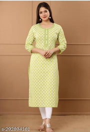 loman hand work riyonWomen trending embroidery work kurta( lemon-1) kurti