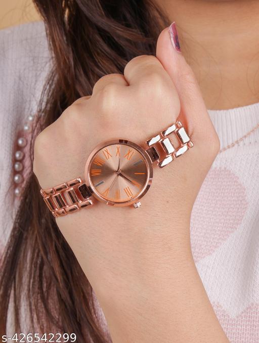 New Fancy Solid Dial Attractive Metal Chain  Analog Watch for Women