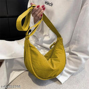 GLOSSY Crescent Bag Half-moon Shaped Crossbody Shoulder Bag with Adjustable Strap for Women Men School Sport Travel