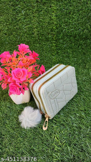 Small Double Chain Wallets with Credit Card Holder for Women and girls, Front Designs may very