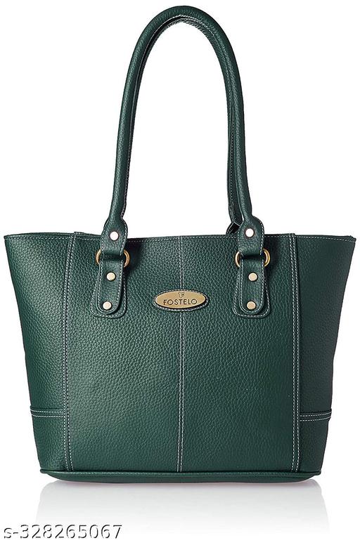 Fostelo Women's Vegan Leather Everly Handbag Shoulder Bag Ladies Purse (Green) (Large)