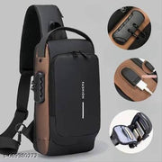 CLASSY WAIST USB BAG GOOD LOOK TRENDING CROSS SLING BUSINESS CASH BAG WITH USB POWER PORT CONNECTION MULTICOLOURED WAIST BAG