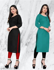 DOZZER FOX  Casule creap kurti  for woman multicoloured  low price  combo of 2