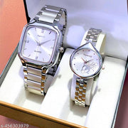 Attractive Silver Stainless Steel couple watch combo party wedding Couple Wedding Gift Combo, Anniversary Gift Combo, Couple Gift set - Men & Women