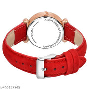 JACKSHOWSHOPE Analogue Double Flower Black Dial and Black Leather Strap Stylish Wrist Watch for Girl and Women