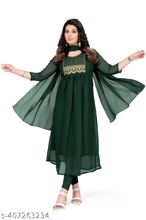 women`s fancy georgette kurti with dupatta..,No Bottom Wear