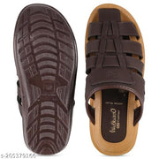 WALKAROO Men Casual Slip-On Sandals|Textured Cutout Design| Dailywear sandals|men's footwear|lippers for men|Walkaroo men's sandals|outdoor sandals for men|mens chappal|comfortable sandals for men|WG5306-Brown