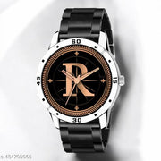 Talgo Analog Round Black Dial ALPHABET R Design Stylish Black Silicone Strap Classic Design Fancy Wrist Watch for Men and Boys, Pack of 1 - ALP-R-AVO-SIL-CDBLK