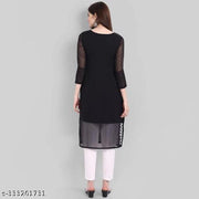 Apari Fab Women's Embroidered Georgette Straight Kurti