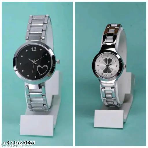 Fancy Flower Designer Chain Metal Belt Analog Watches Combo For Women Watches for Girls