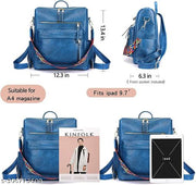 Backpack Women's Fashion Backpack Purses Multipurpose Design and Shoulder Bag PU Leather  (Blue)