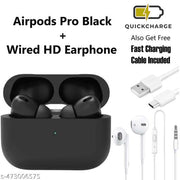 TWS Bluetooth Wireless Bluetooth Headphones Earbuds With Best Quality Wireless Bluetooth Headphones & Earphones Touch HD Mic, Wired Earphone - Combo Pack