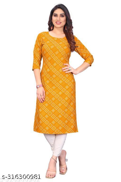 Polyster/Crepe fabric-Women Printed Straight Kurti