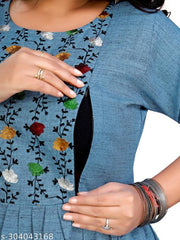 Maternity feeding cotton anarkali Embroidered kurta