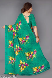 Women's Floral Printed Daily Wear Saree with Unstitched Blouse Piece