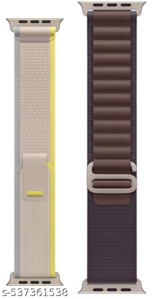 Trail Loop Alpine Loop Straps Compatible with Watch 49mm 45mm 44mm 42mm, Adjustable Velcro Premium Strap for iWatch Ultra & Ultra 2 Series SE 8 7 6 5 4 3 2 1. (Only 2 Pcs Trail Loop Strap, Watch NOT Included) Alpine Purple Trail Yellow Combo Pack of 2