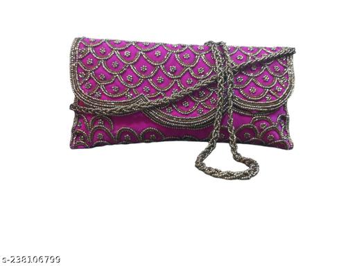 Stylish Beaded Pink Clutch