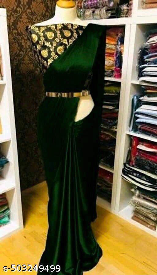 sana silk satin silk Green saree with blouse