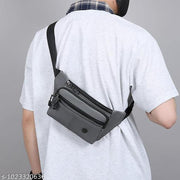 Men’s PU Leather Crossbody Sling Bag with Large Capacity, Adjustable Belt & Zipper Closure for Daily Use, Hiking & Outdoor Activities
